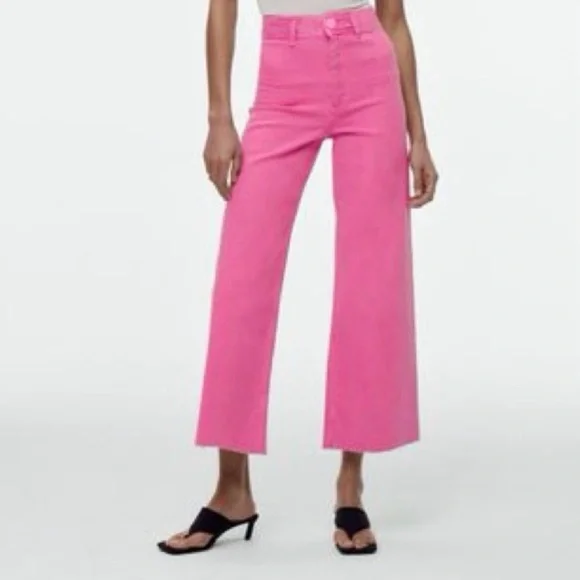 Zara Hot Pink Marine Straight High Rise Wide Leg Jeans
Raw Hem, Sz 4 - Picture 2 of 15